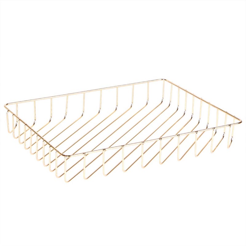 Fvstar Paper Organizer for Desk Metal Paper Tray Large Capacity Letter Tray Paper Holder Basket Mail Inbox Storage Organizer for Office Classroom Desktop 12.5"" x 9.4"" x 1.9"" Gold - Image 1